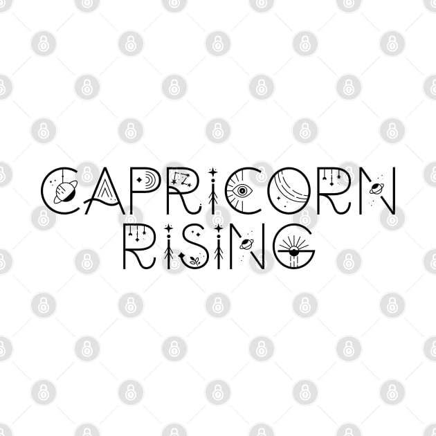 Capricorn rising sign celestial typography by lilacleopardco