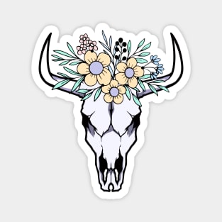 Cow Skull With Flowers Magnet