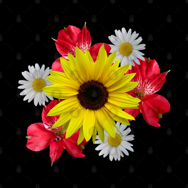 sunflower, daisies, bunch of flowers, red bloom by rh_naturestyles