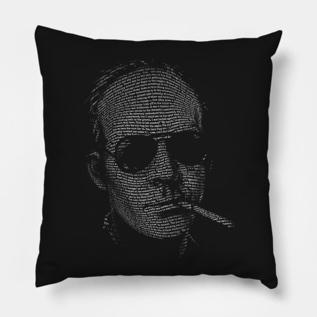 Hunter S Thompson Fear and Loathing in Las Vegas text portrait Pillow by vincentcarrozza