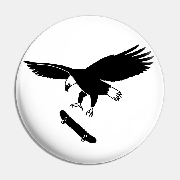 Eagle On A Skateboard Pin by martinascott