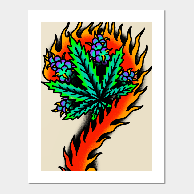 Burning Question / Burning Buds - Traditional Tattoo Marijuana Leaf - Posters and Art Prints | TeePublic Burning Question / Burning Buds - Traditional Tattoo Marijuana Leaf - Posters and Art Prints | TeePublic