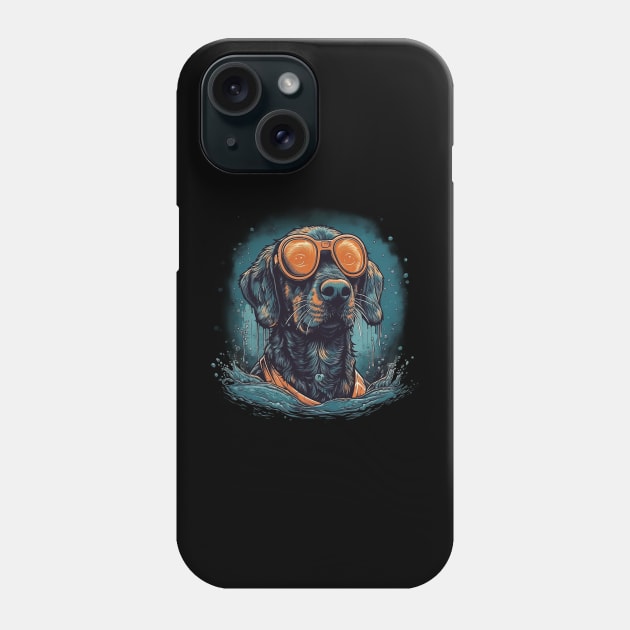 Swimming dog Phone Case by GreenMary Design