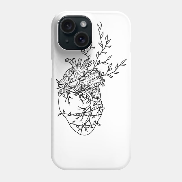 Black heart with creeping vines Phone Case by AbigailBrown