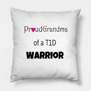 Proud Grandma - Black Text - Pink Heart Pillow