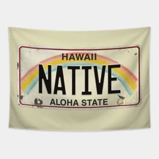 Vintage Hawaii License Plate NATIVE Tapestry