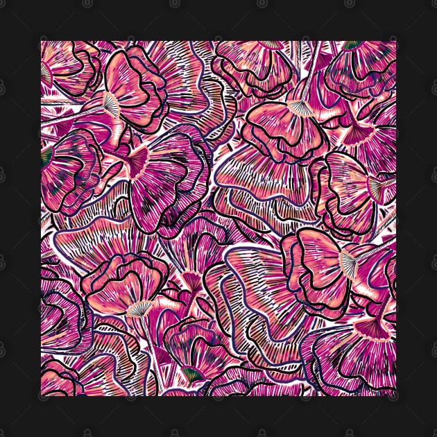 Magenta Flower Patch - Digitally Illustrated Flower Pattern for Home Decor, Clothing Fabric, Curtains, Bedding, Pillows, Upholstery, phone cases and stationary by cherdoodles