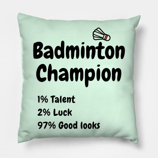 Badminton Champion Pillow by Birdies Fly