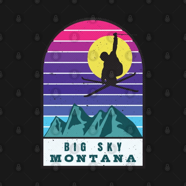 Ski Big Sky Montana Retro Sunset by JordanHolmes