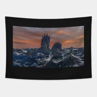 Water Kelpies at Sunset (Sea Horses) Tapestry