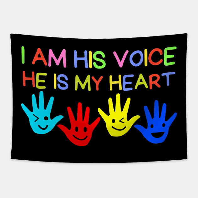 I Am His Voice He Is My Heart Tapestry by HobbyAndArt