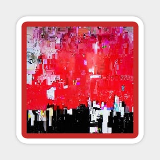 Chicago Skyline abstract in red, black, gray, white Magnet