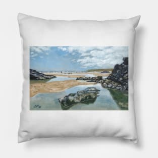 Bedruthan Steps Beach, Cornwall Pillow