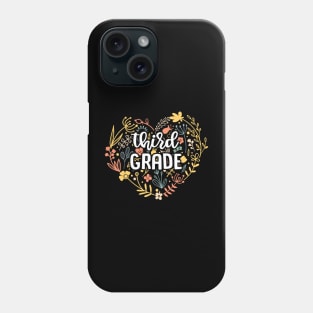 Third Grade Floral Heart Back To School Phone Case