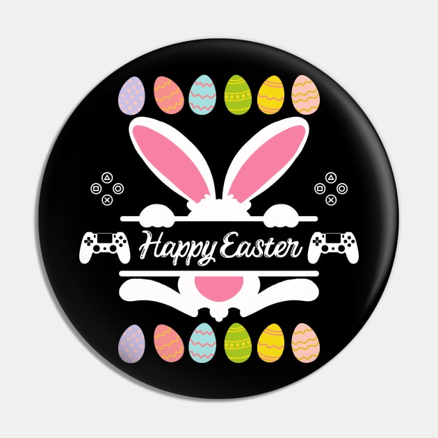 "Video Game Bunny Eggs Happy Easter Day" Joyful Tee Pin by AIEvolution