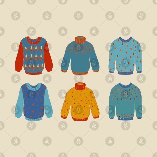 Christmas Sweaters - Retro 70s Palette | Pattern by thewhimsicalrepose