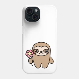 Cute sloth with a flower in a paw Phone Case