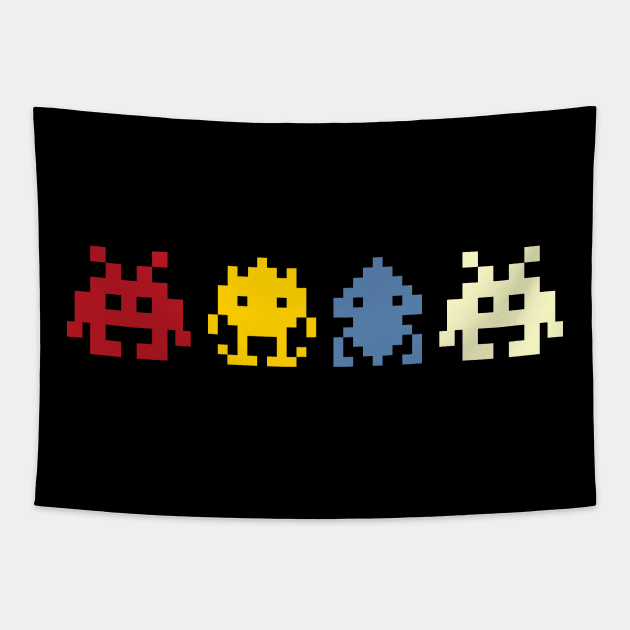 arcade 8 bit legends, space invader aliens Tapestry by Teessential