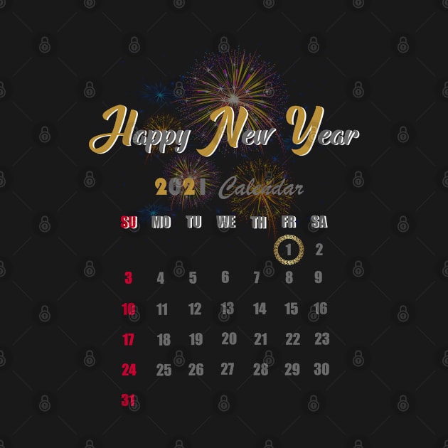 2021 calendar  and happy new year by Aekasit weawdee