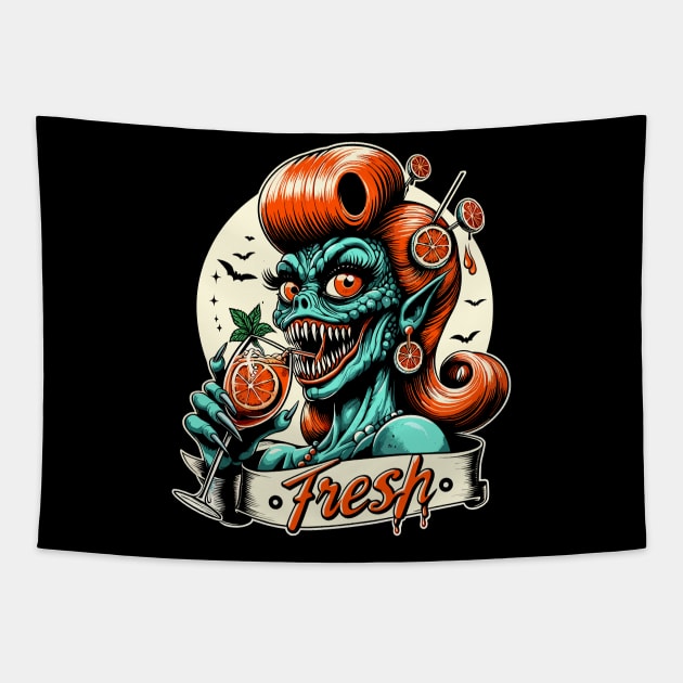 Aperol Spritz Fresh Monster Lady Tapestry by ravensart