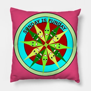 Sunday is funday funny smiley face leaves mandala design Pillow