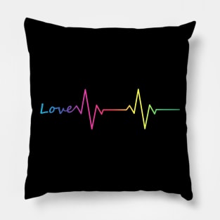 Rainbow Love Heartbeat Pillow