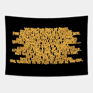 Mind-Bending Journey: Fear and Loathing Quote & Drug List Design Tapestry