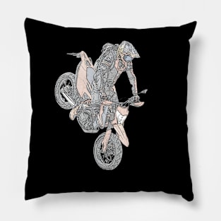 Line art biker tshirts Pillow