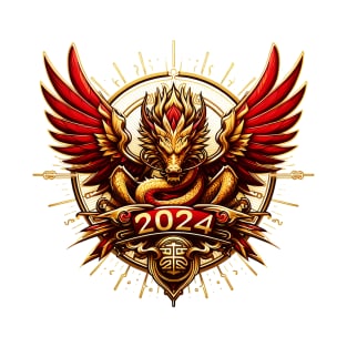 Wooden Gold Red Dragon 2024 No.4 T-Shirt