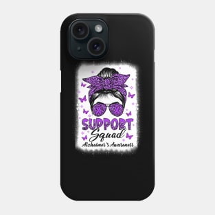 Support Squad Messy Bun Butterfly Alzheimer's Awareness Phone Case