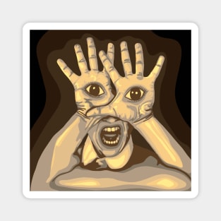 Weird Eyeball Hands Scream Magnet