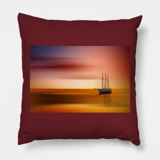 Tall Ship At Sunset Pillow