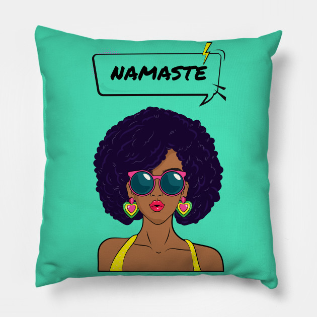 Namaste Cartoon Woman in Sunglasses - Namaste - Pillow | TeePublic Namaste Cartoon Woman in Sunglasses - Namaste - Pillow | TeePublic