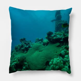 Coral reef and scuba diver Pillow