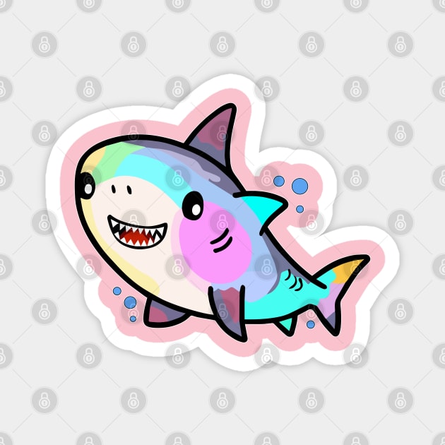 Happy smiling baby shark with bubbles. Kawaii cartoon Magnet by SPJE Illustration Photography