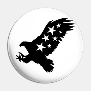 Eagle With Stars Black And White Pin