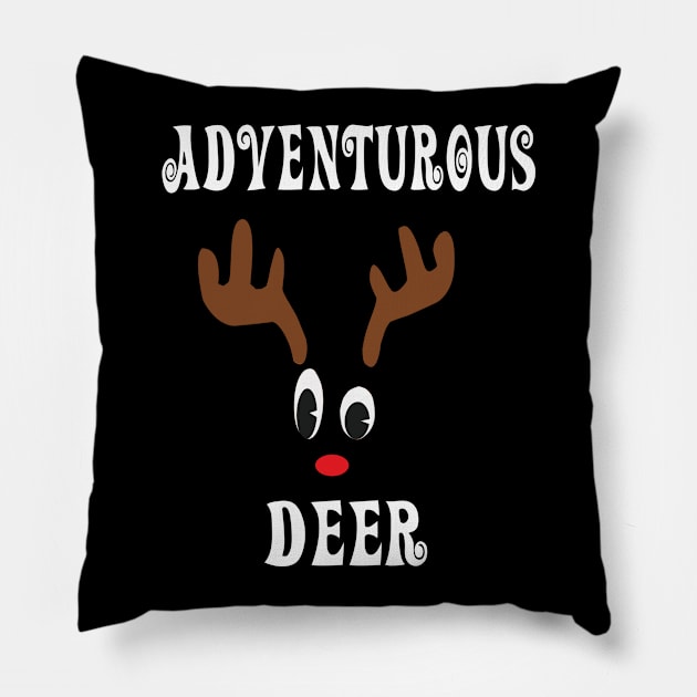 Adventurous Reindeer Deer Red nosed Christmas Deer Hunting Hobbies   Interests Pillow by familycuteycom