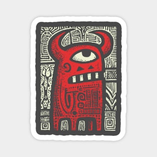 Angry Cyclops Monster | Red Tribal Graphic Magnet