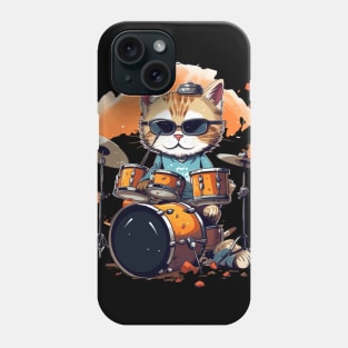 Cool Cat play on Drums Phone Case