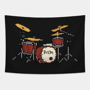 Pixel Red Pixie Drums Tapestry