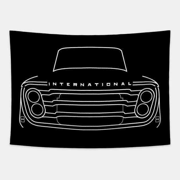 International Harvester AB series 1960s classic truck white outline graphic Tapestry by soitwouldseem