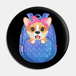 Cute little corgi sitting inside a bag tshirt Pin