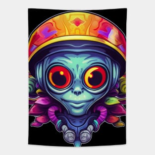 Weirdo Alien With Colorful Beanie Hat Tapestry