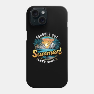 End of School Retro sunset Schools Out For Summer Teacher Phone Case