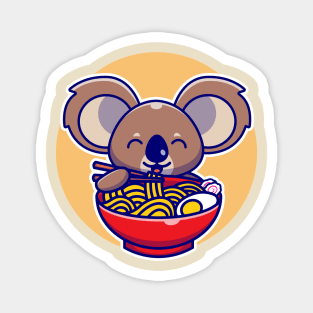 Cute Koala Eating Noodle With Chopstick Cartoon Magnet