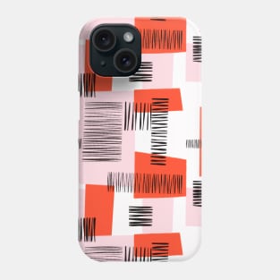 Modern Geometric Collage Red Pink Black White Phone Case