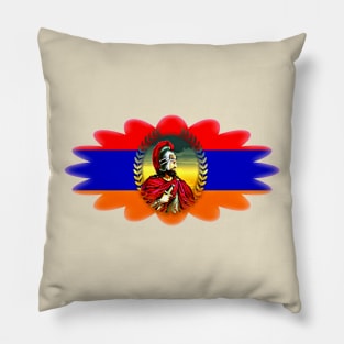 Armenian Flag With Vardan Mamikonyan Pillow