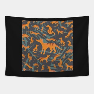 Salted Caramel Tasmanian Tigers Jungle Pattern Tapestry