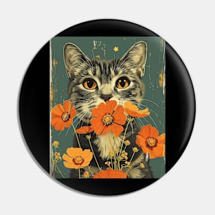 Scottish Fold Cat Flowers Art Design for Cat Owers Pin