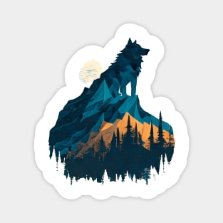 Wolf on a Mountain Magnet